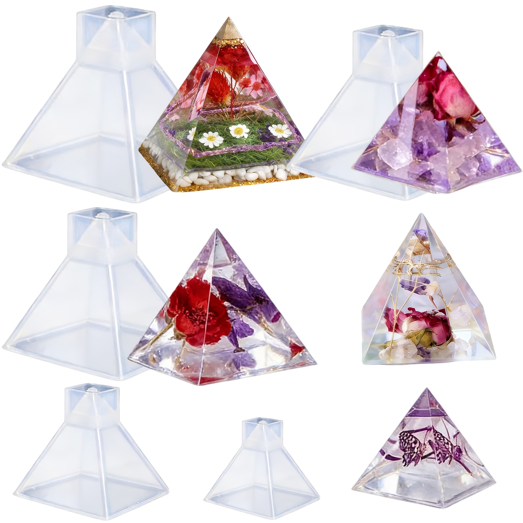 Resin Art Guide - 5pc- Pyramid resin molds of various