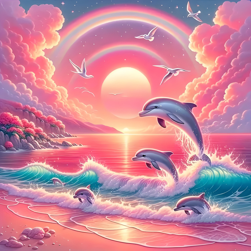 Resin Art Kit - Diamond painting kit, pink sky and