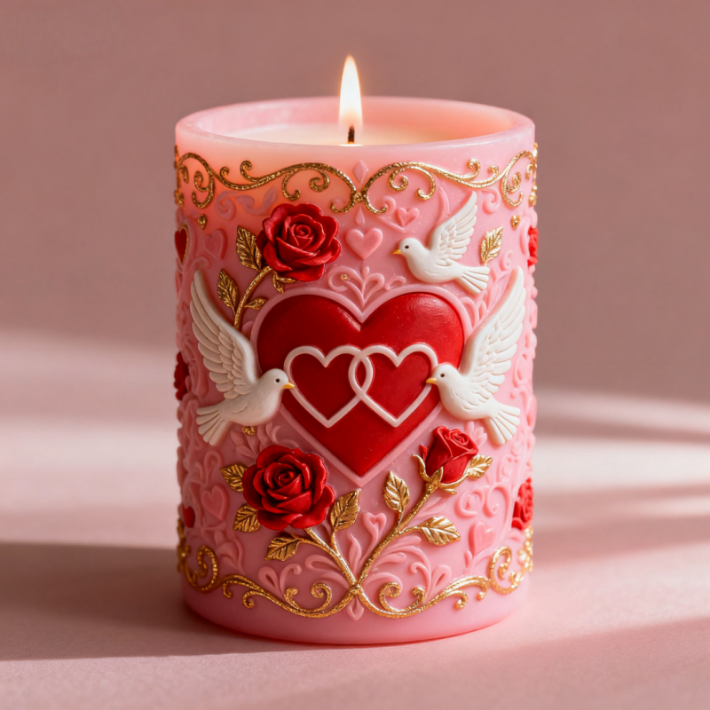 Resin Art For Rose - Double Heart Connected White Dove Embossed