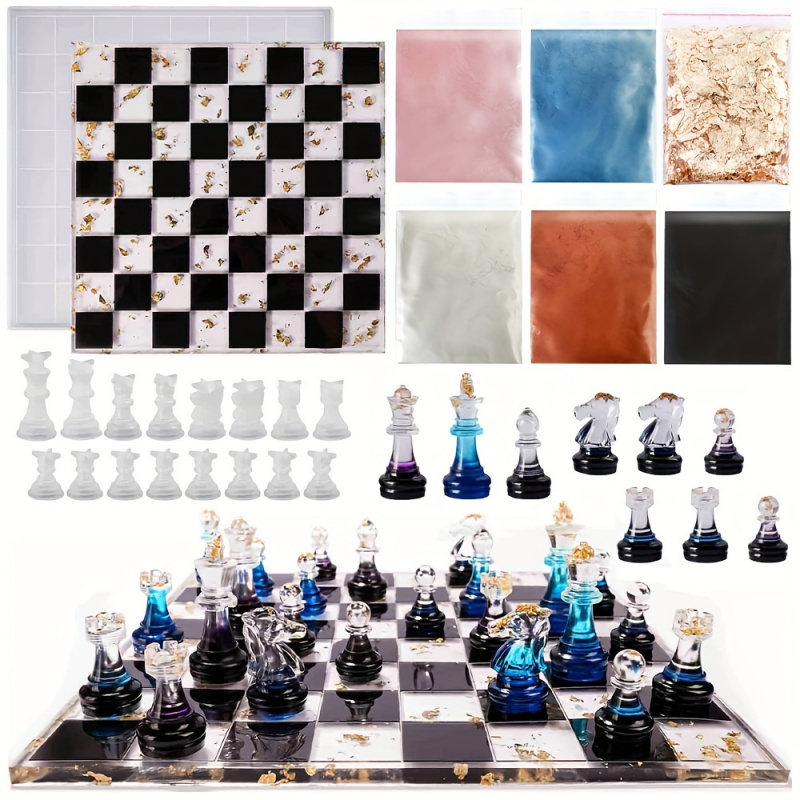 Resin Art Table - 23pcs Chess Set with Silicone Molds