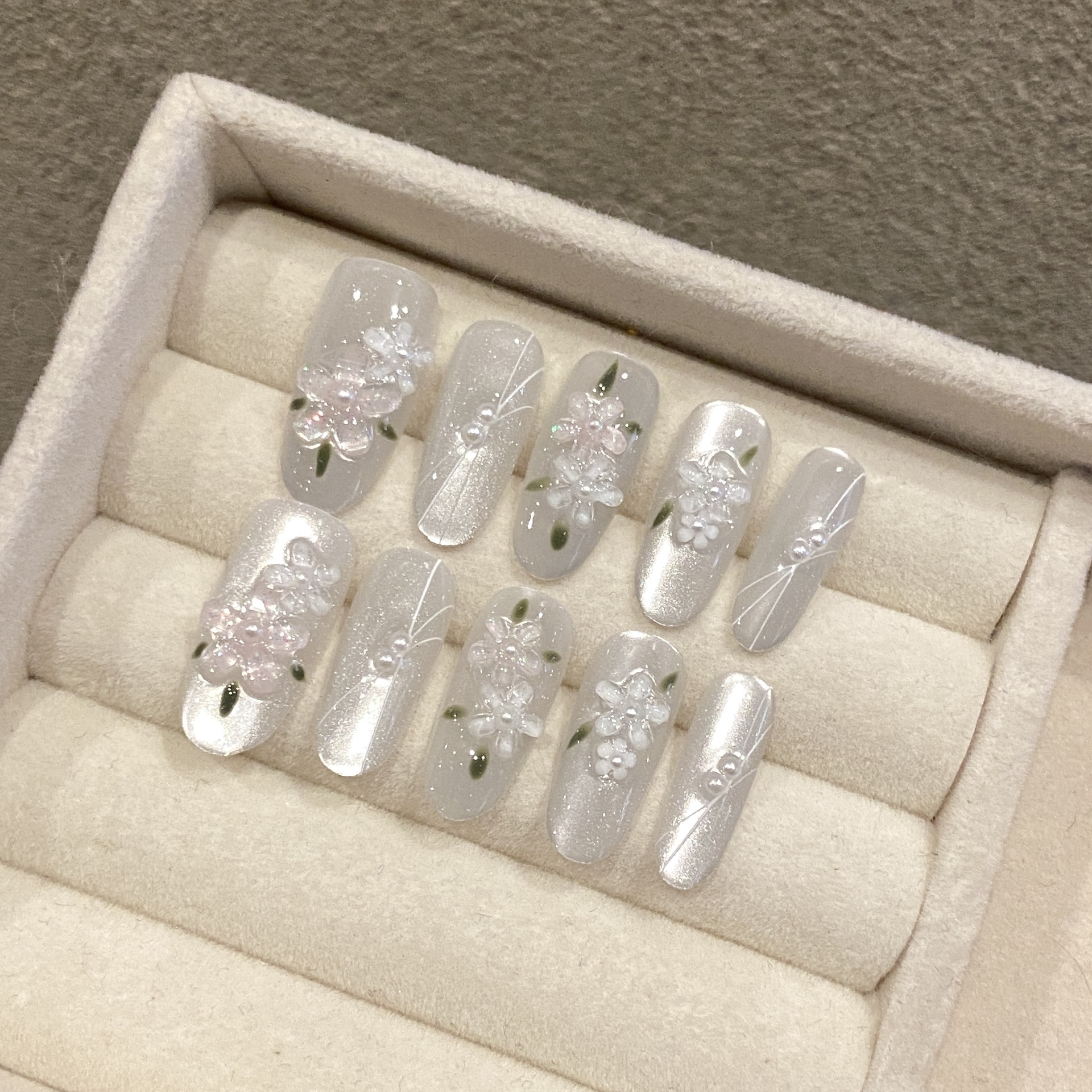 Resin Art And Design - 10pcs Glitter Sliver Press On Nails
