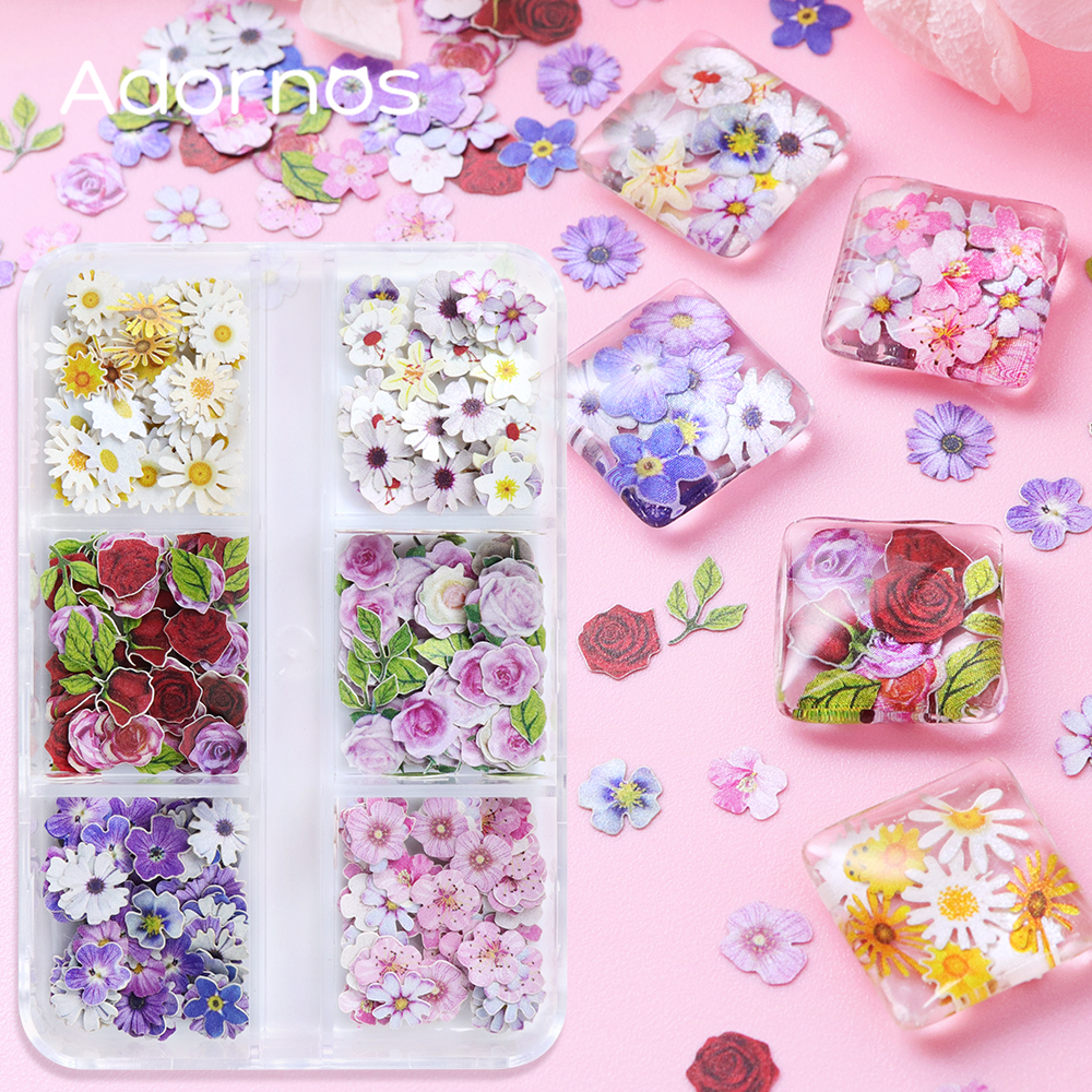 Resin Art For Rose - 6 Grids Flowers Wood Pulp Chips