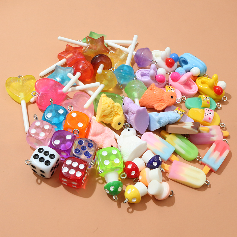 Resin Art Pendant - 10PCS Resin Pendant Charms Rabbit Dice