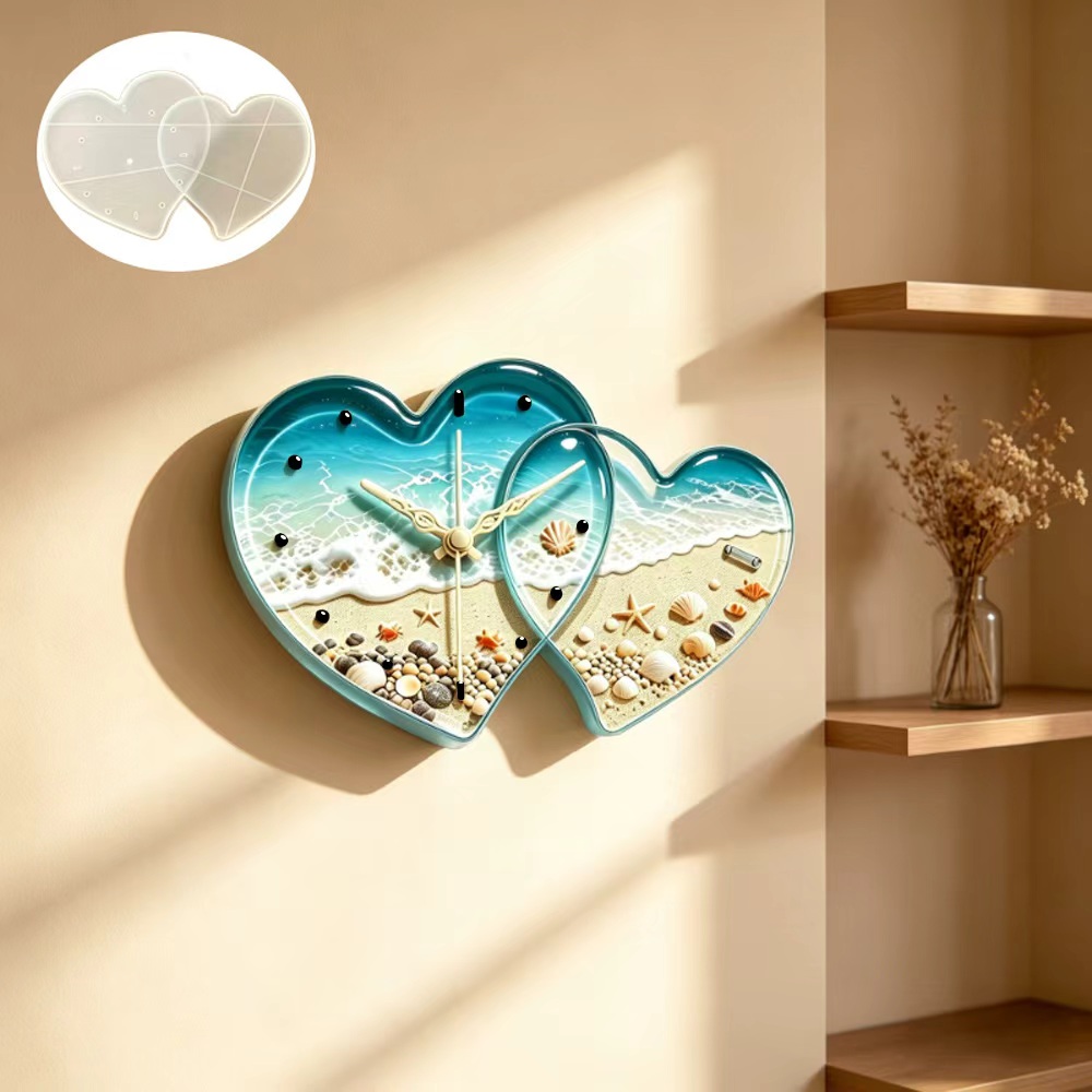 Resin Art Guide - Love connected heart shape clock resin