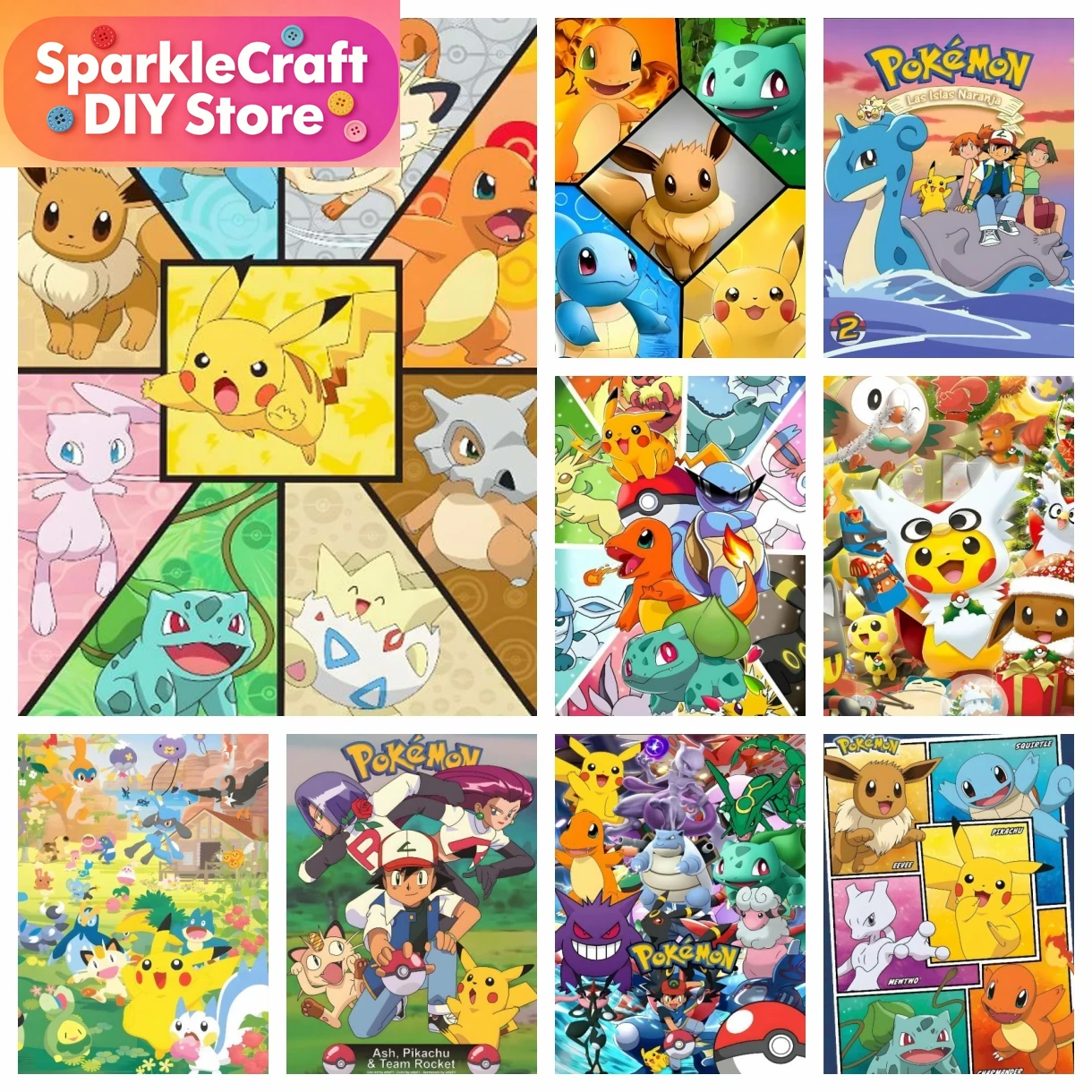 Resin Art Kit - 1pc frameless Cartoon Pokemon Anime Diamond