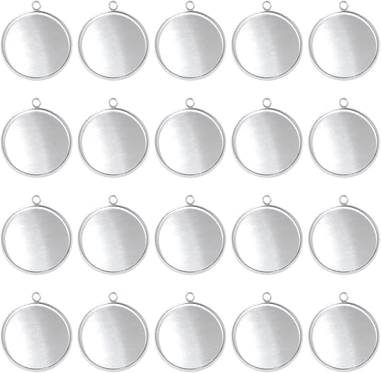 20 Pieces Stainless Steel Roun - Resin Art Pendant ulasan dan harga