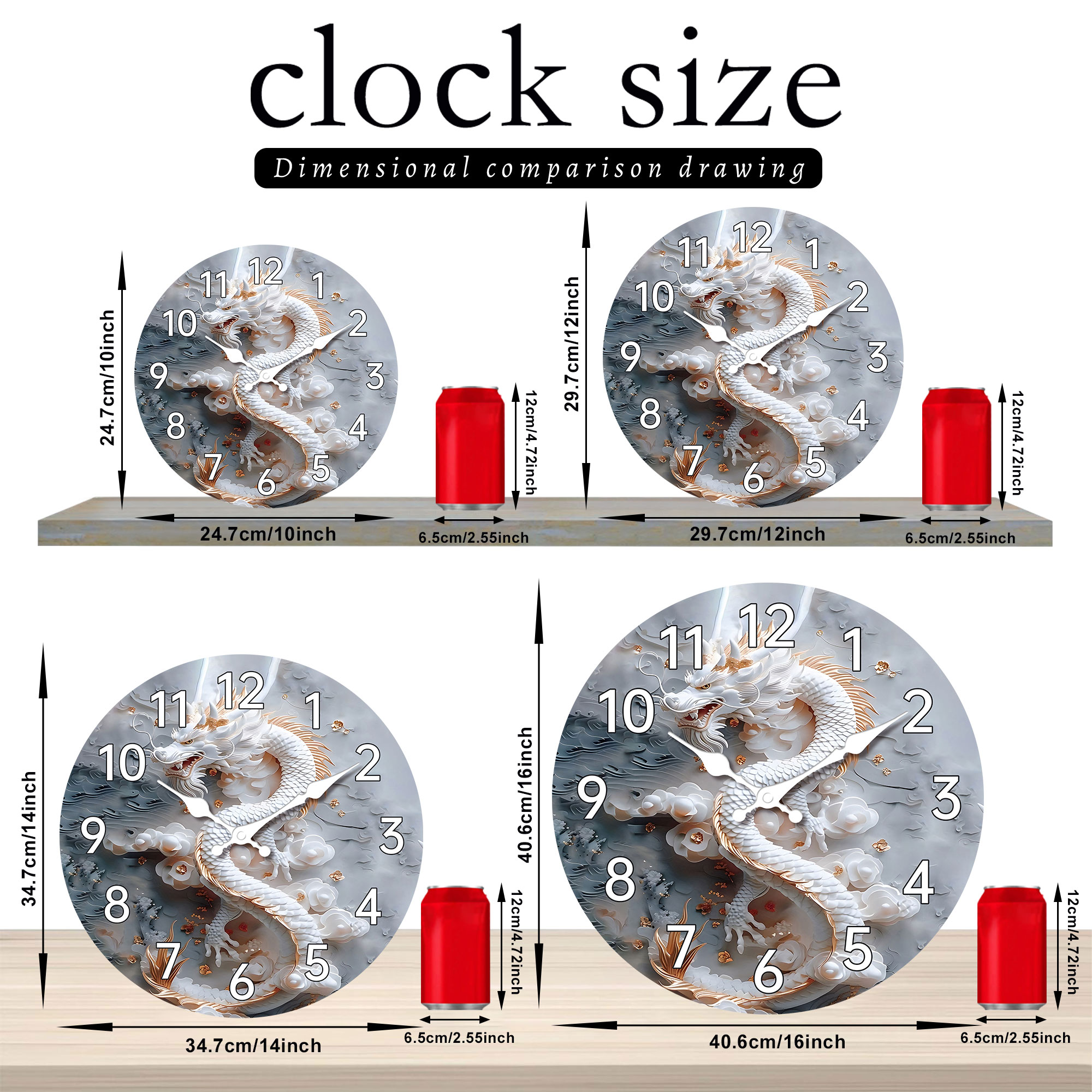 Chinese Dragon Wall Clock, Sil - Resin Art Watch ulasan dan harga
