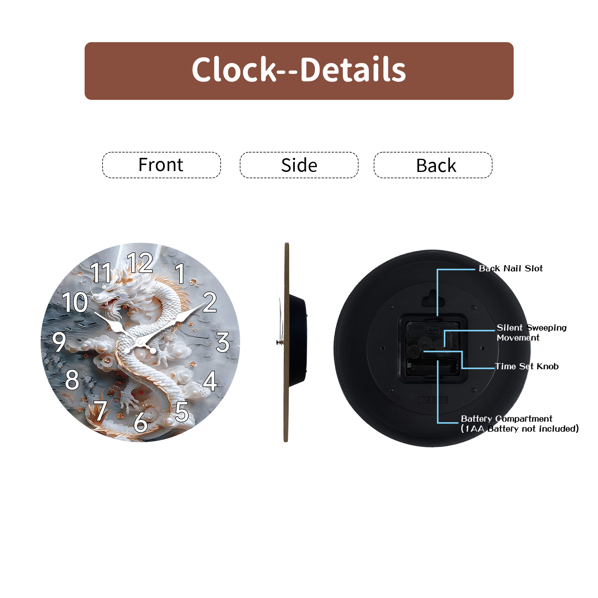 Chinese Dragon Wall Clock, Sil - Resin Art Watch ulasan dan harga