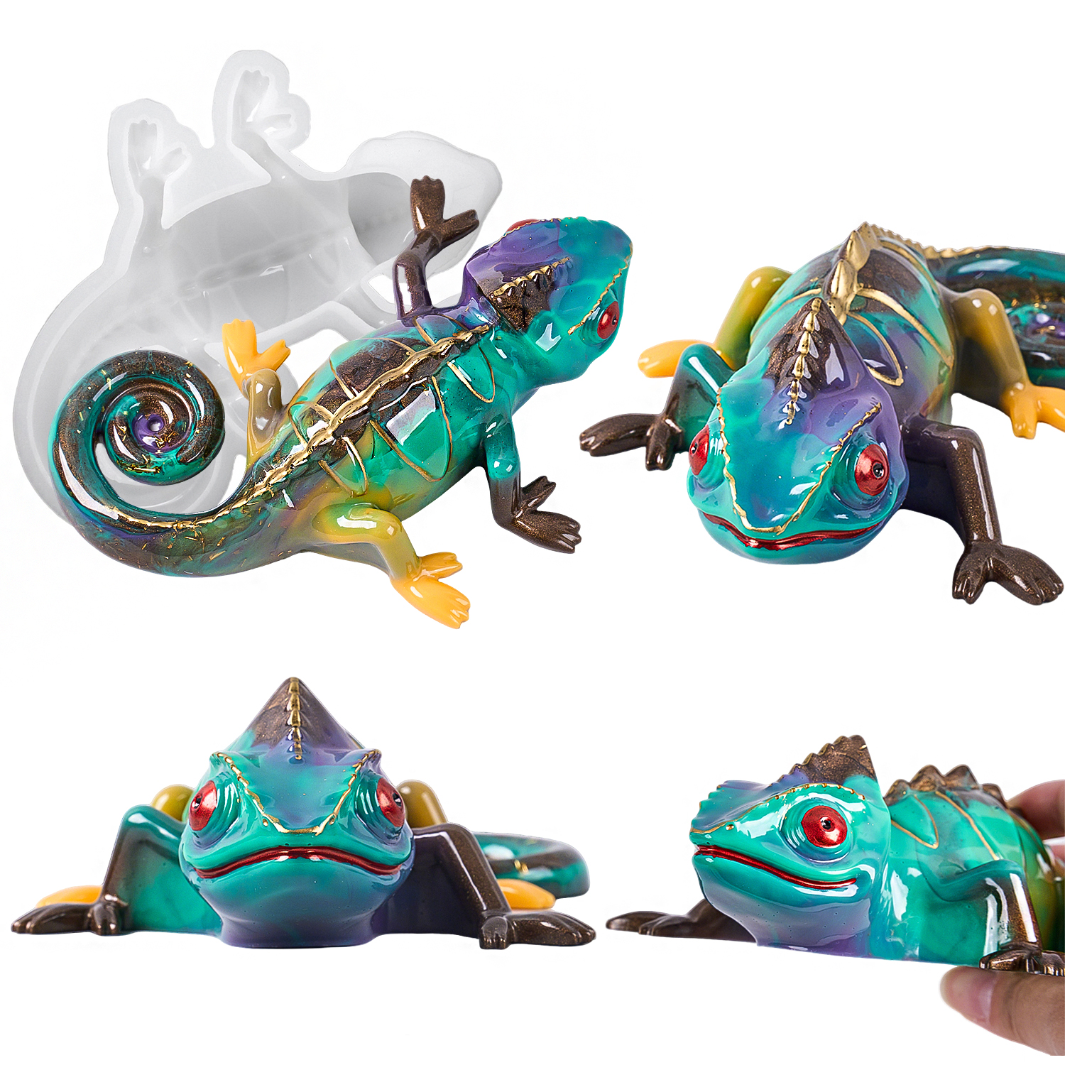 17cm 3D Chameleon Lizard Silic - Resin Art Guide ulasan dan harga