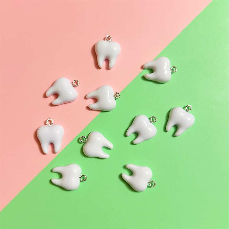 10pcs Cute White Teeth Resin P - Resin Art Pendant ulasan dan harga