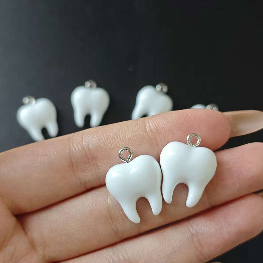 10pcs Cute White Teeth Resin P - Resin Art Pendant ulasan dan harga
