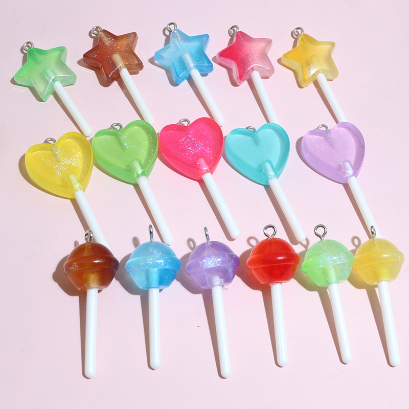 10pcs Mixed Colors Resin Cute  - Resin Art Pendant ulasan dan harga