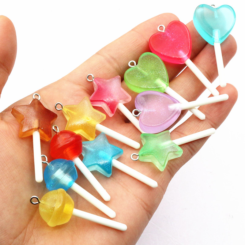 10pcs Mixed Colors Resin Cute  - Resin Art Pendant ulasan dan harga