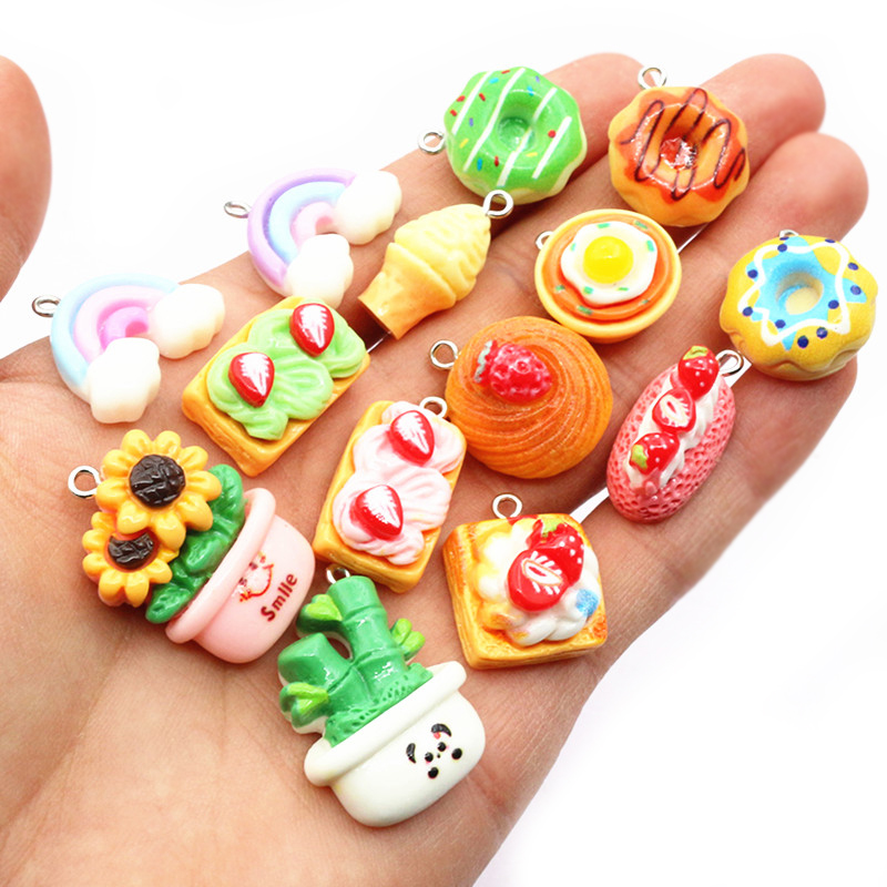 10pcs Mixed Colors Resin Cute  - Resin Art Pendant ulasan dan harga