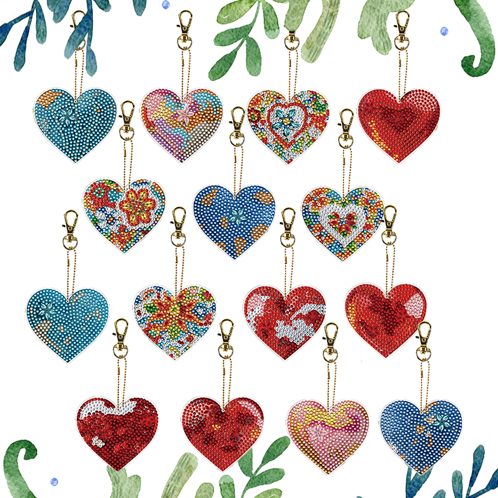 15Pcs Heart DiY Double-Sided D - Resin Art A Keychain ulasan dan harga