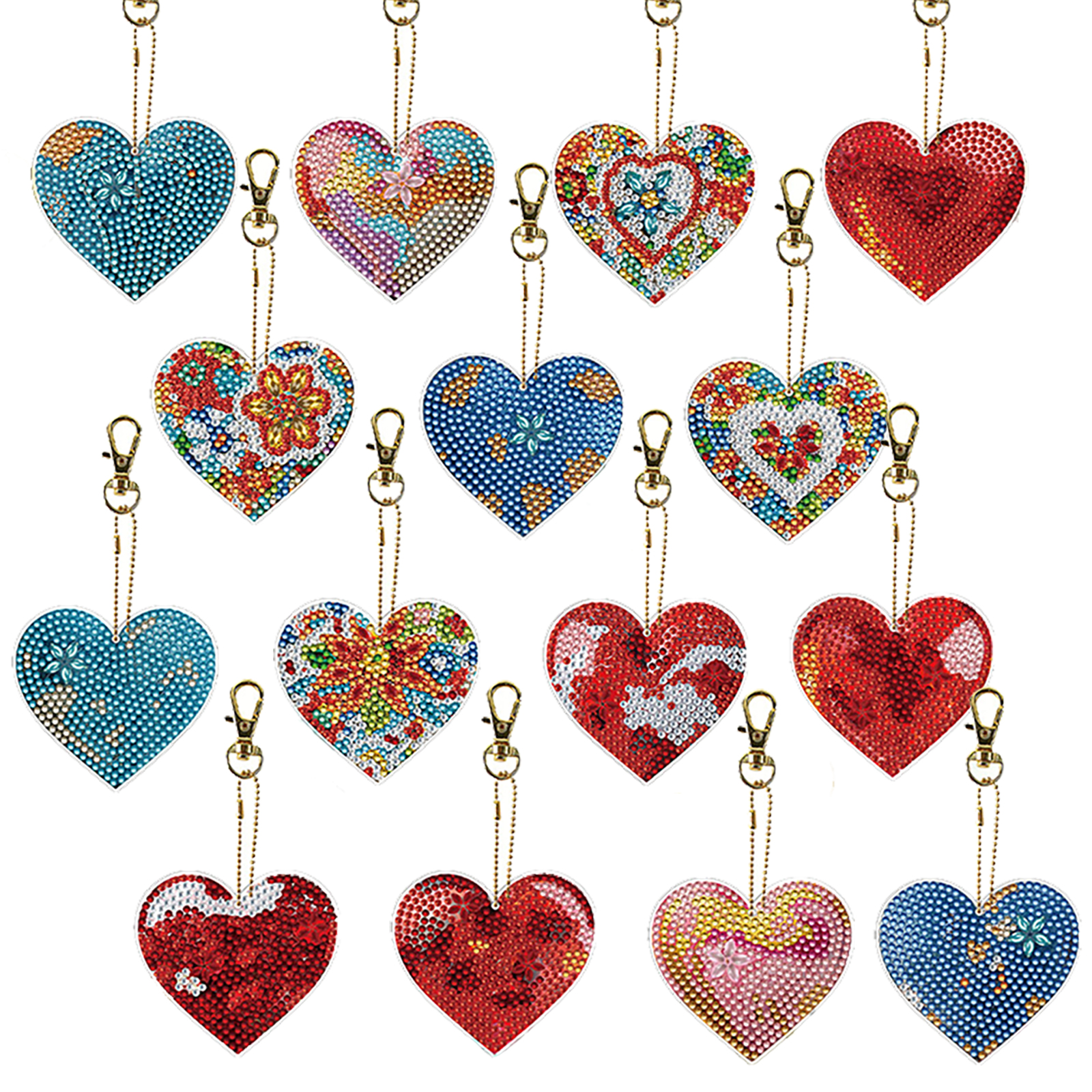 15Pcs Heart DiY Double-Sided D - Resin Art A Keychain ulasan dan harga