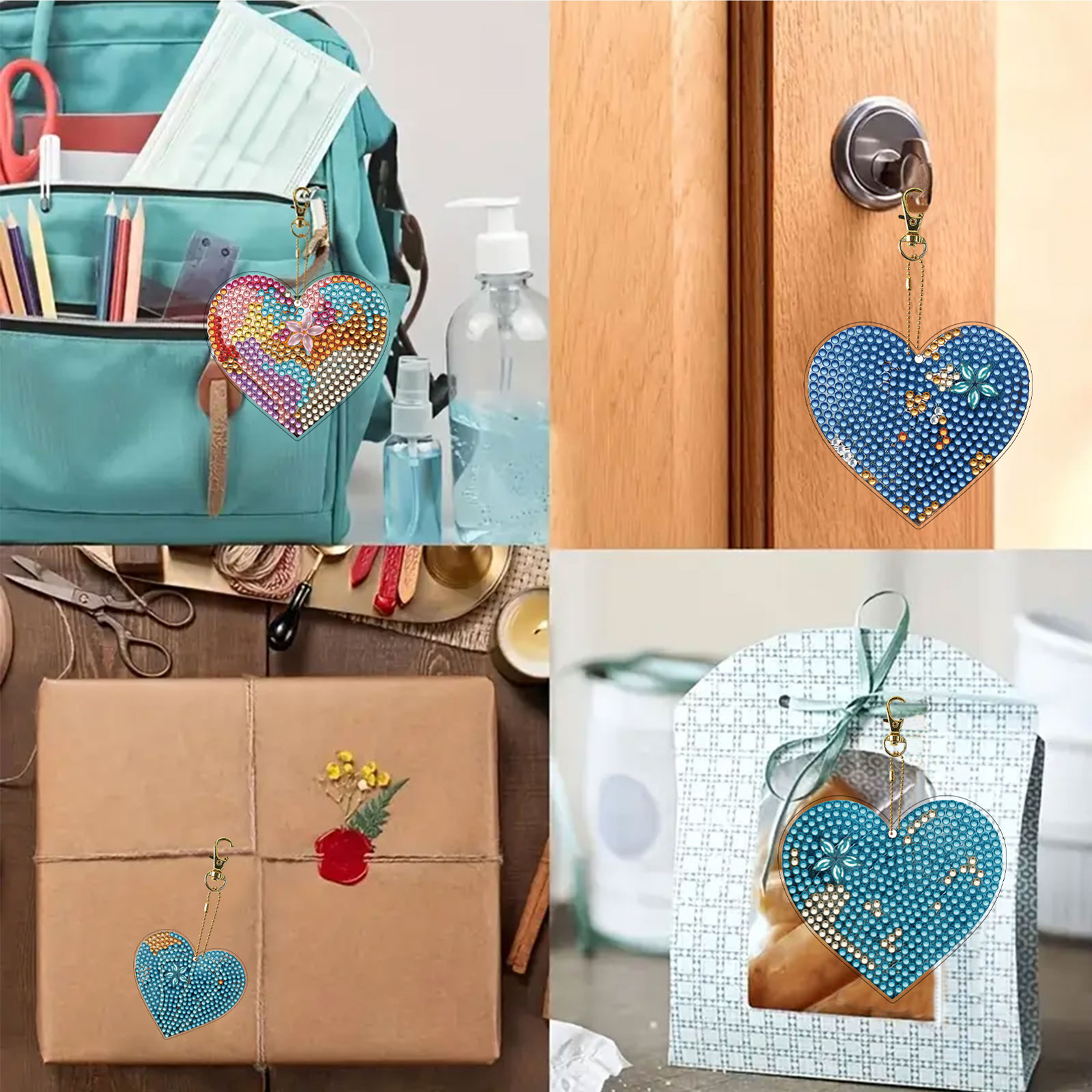 15Pcs Heart DiY Double-Sided D - Resin Art A Keychain ulasan dan harga