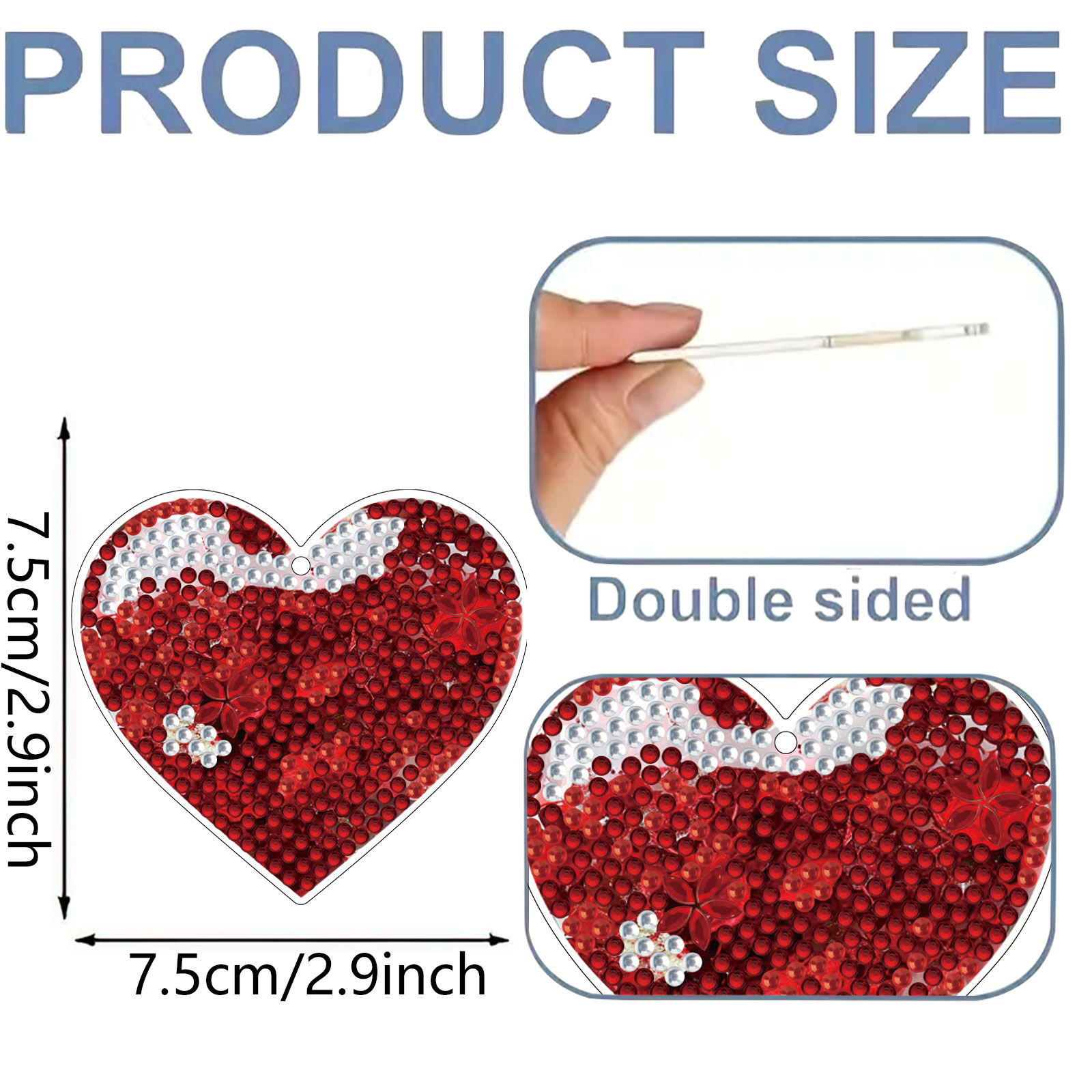 15Pcs Heart DiY Double-Sided D - Resin Art A Keychain ulasan dan harga