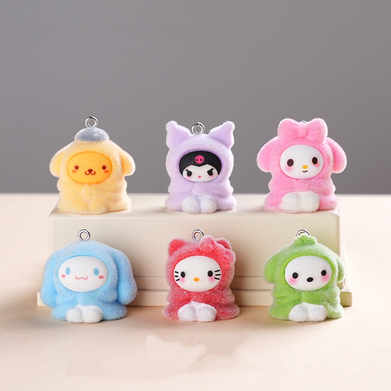 6/60PCS Cute Plush Keychain Pe - Resin Art Pendant ulasan dan harga