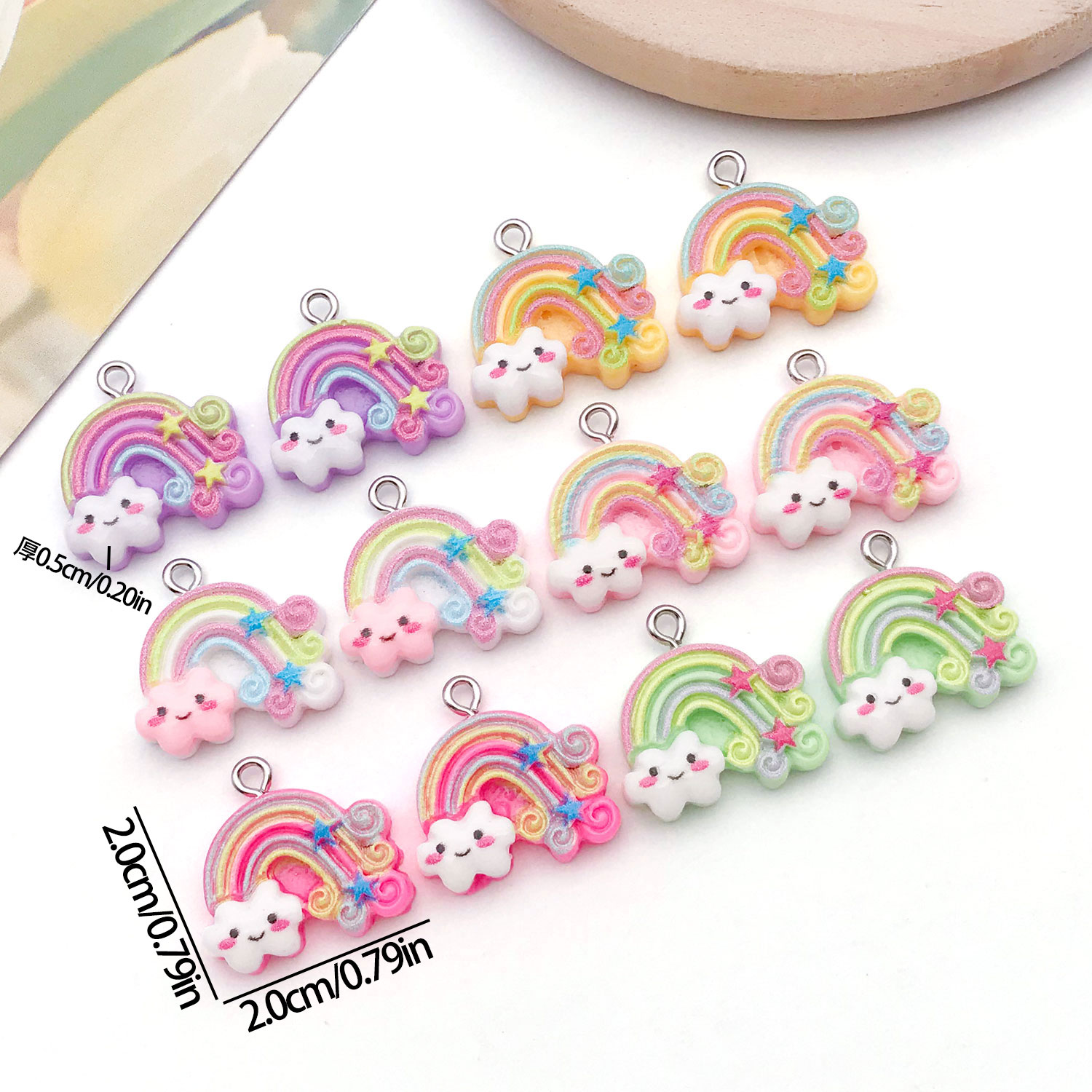 6/12pcs Resin Rainbow Cloud Pe - Resin Art Pendant ulasan dan harga