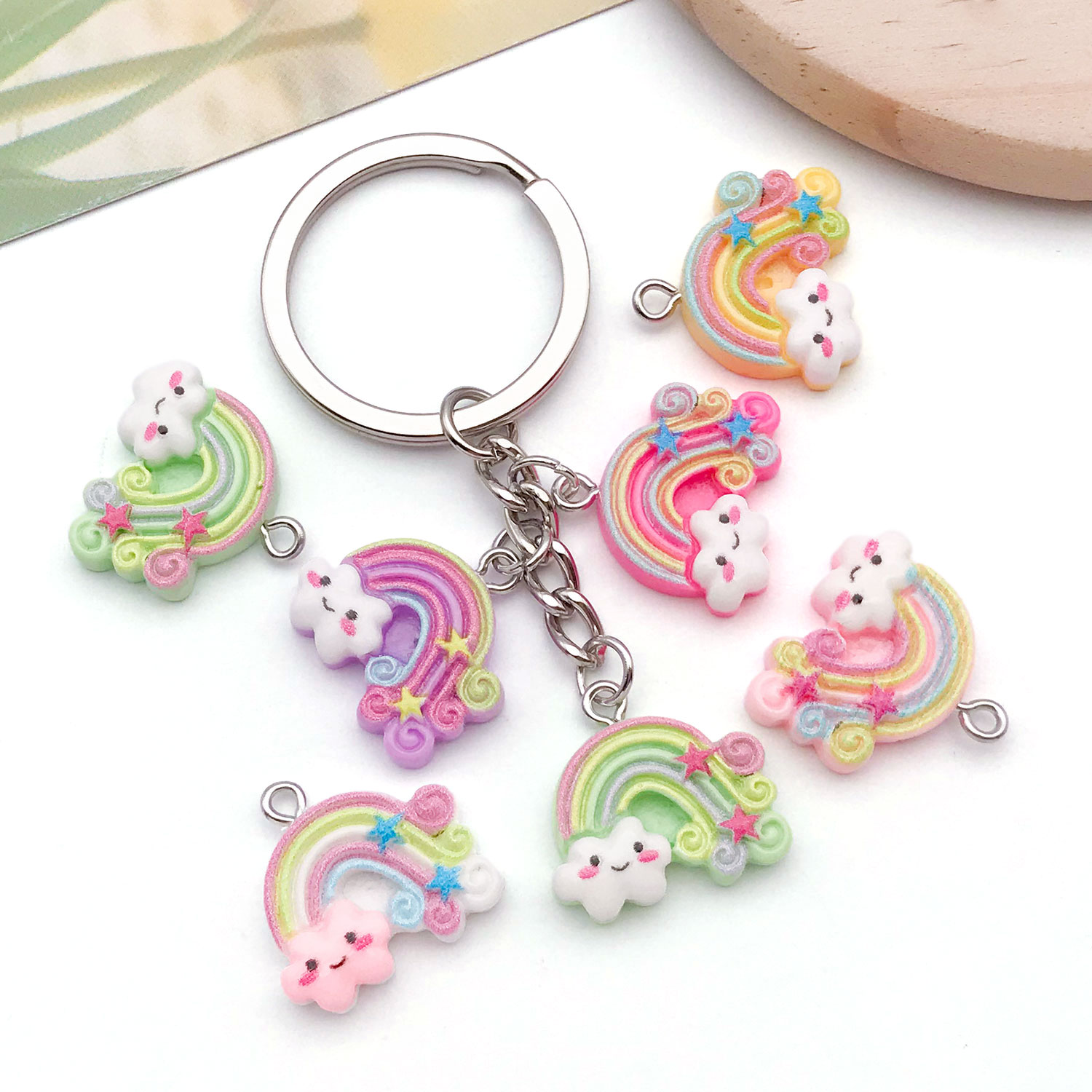 6/12pcs Resin Rainbow Cloud Pe - Resin Art Pendant ulasan dan harga