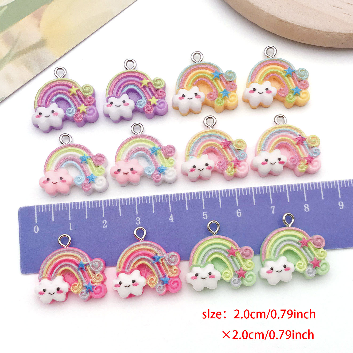 6/12pcs Resin Rainbow Cloud Pe - Resin Art Pendant ulasan dan harga