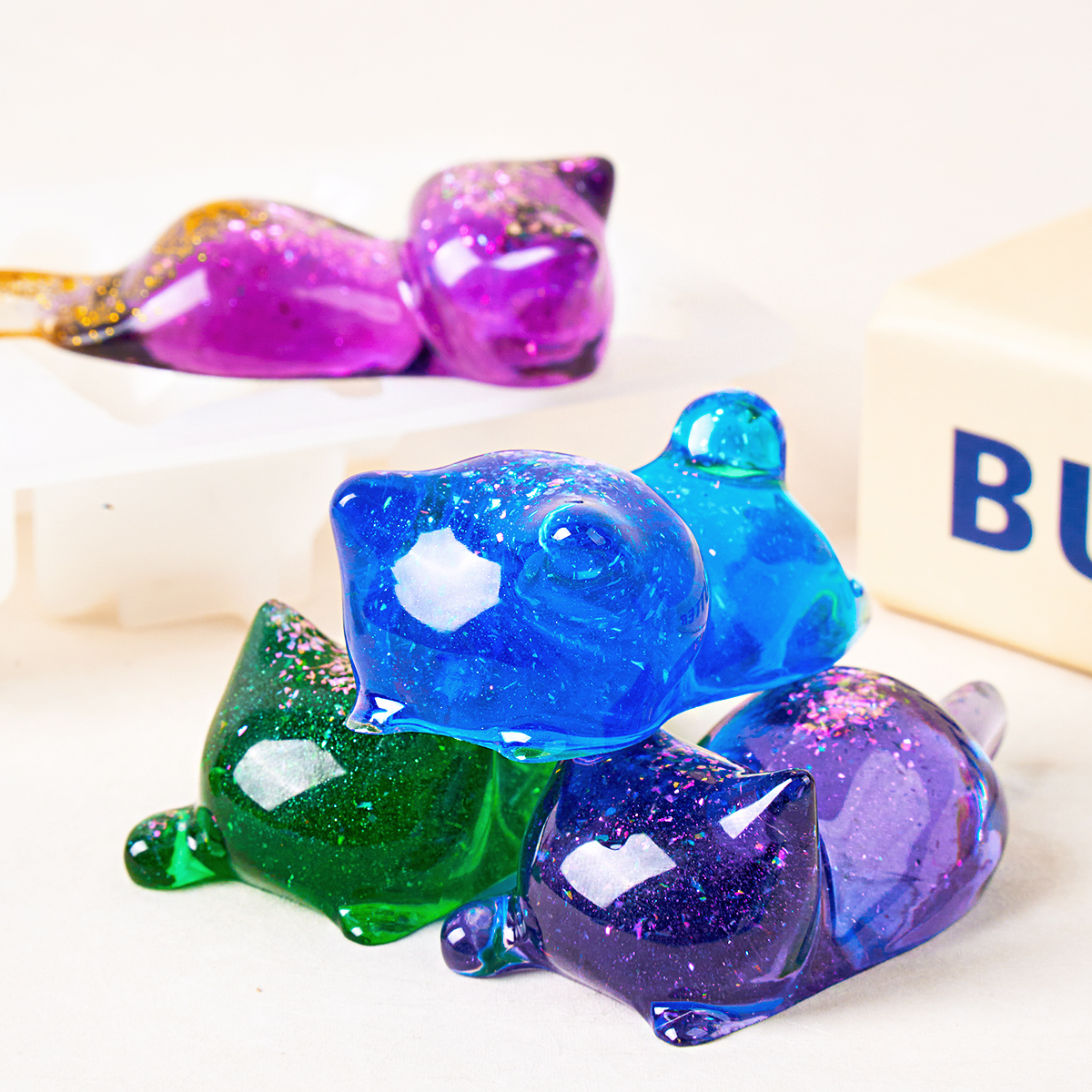 3D Cat Crystal Epoxy Resin Mol - Resin Art Table ulasan dan harga