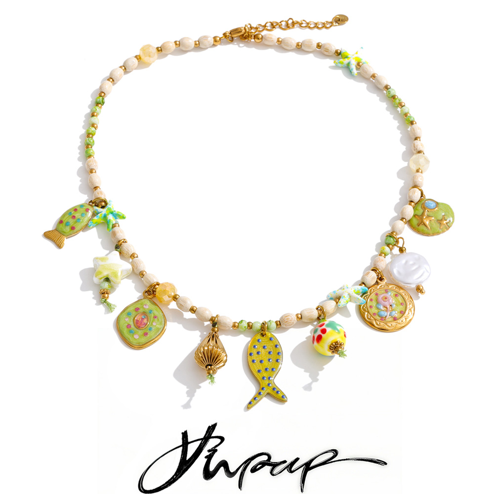 Yhpup Exclusive Stainless Stee - Resin Art Necklace ulasan dan harga