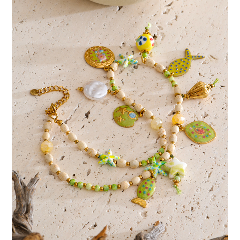Yhpup Exclusive Stainless Stee - Resin Art Necklace ulasan dan harga