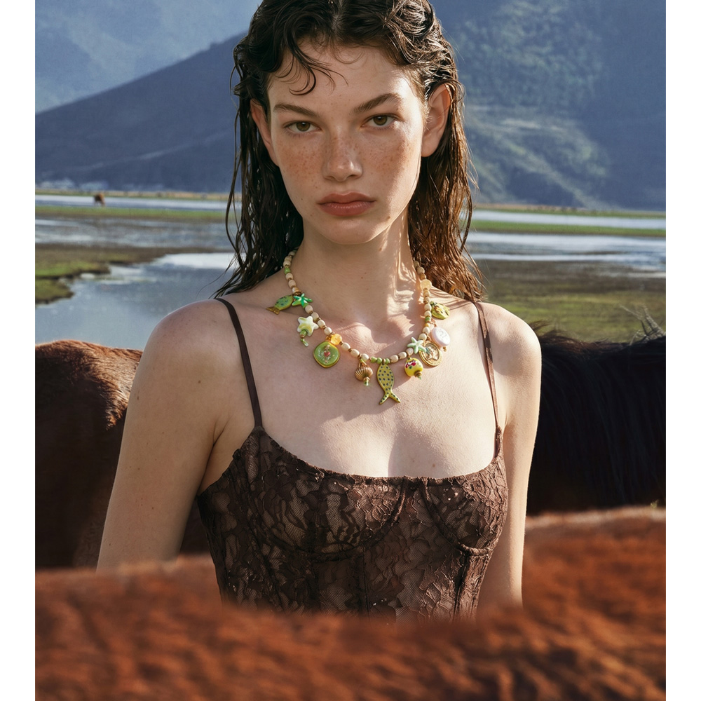 Yhpup Exclusive Stainless Stee - Resin Art Necklace ulasan dan harga