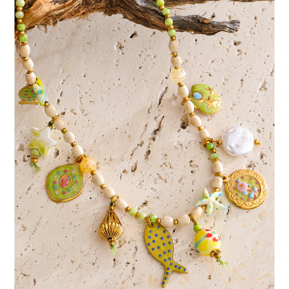 Yhpup Exclusive Stainless Stee - Resin Art Necklace ulasan dan harga