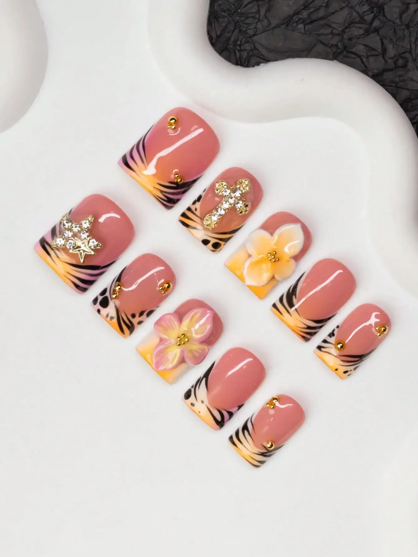 10pcs/Set Handmade Square Nail - Resin Art And Design ulasan dan harga