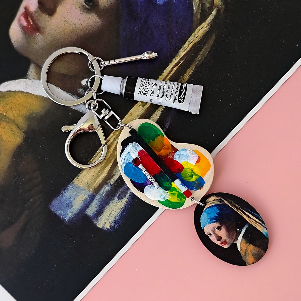 Girl with a Pearl Earring Van  - Resin Art A Keychain ulasan dan harga