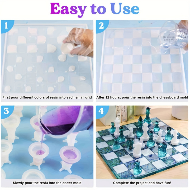 23pcs Chess Set with Silicone  - Resin Art Table ulasan dan harga