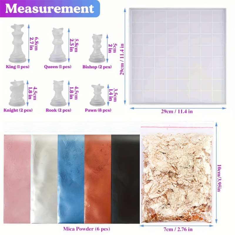 23pcs Chess Set with Silicone  - Resin Art Table ulasan dan harga