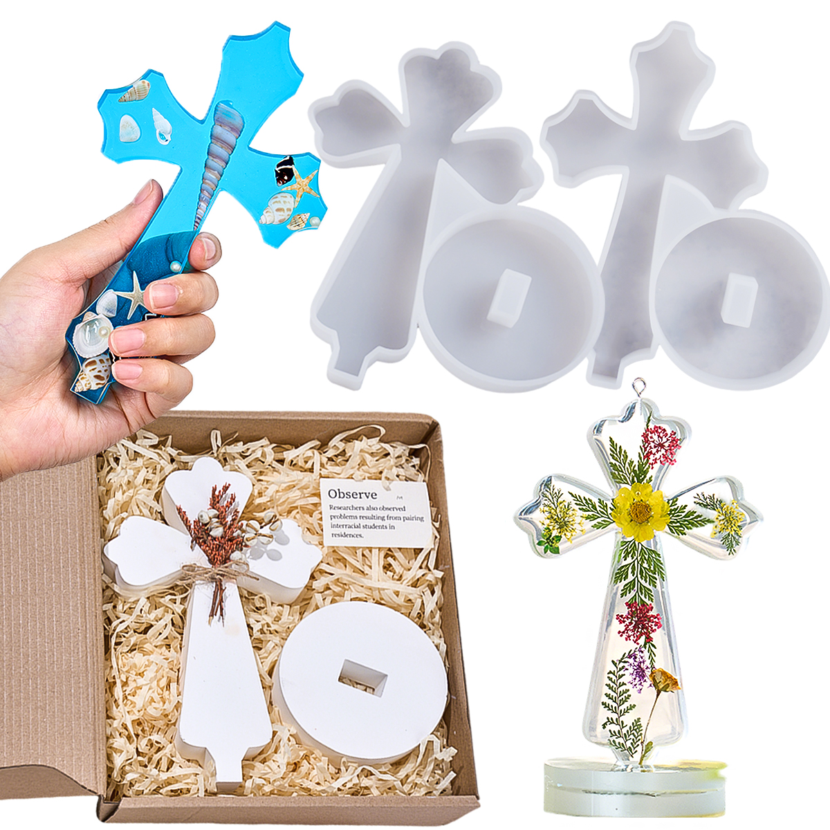 3D Cross Silicone Mold Gypsum  - Resin Art Table ulasan dan harga