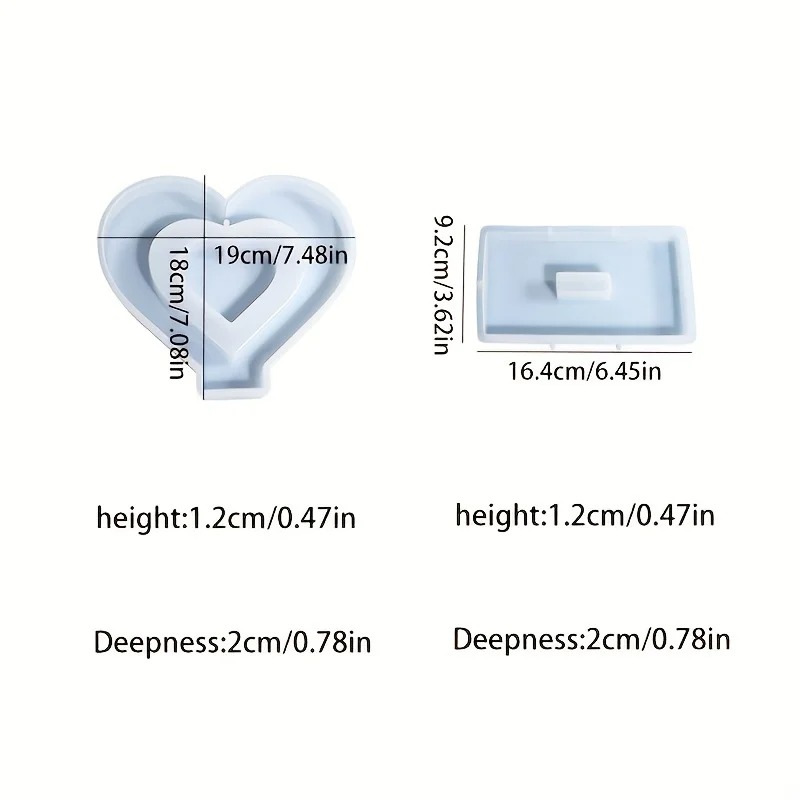 Heart Resin Molds, 2 Pieces Lo - Resin Art Watch ulasan dan harga