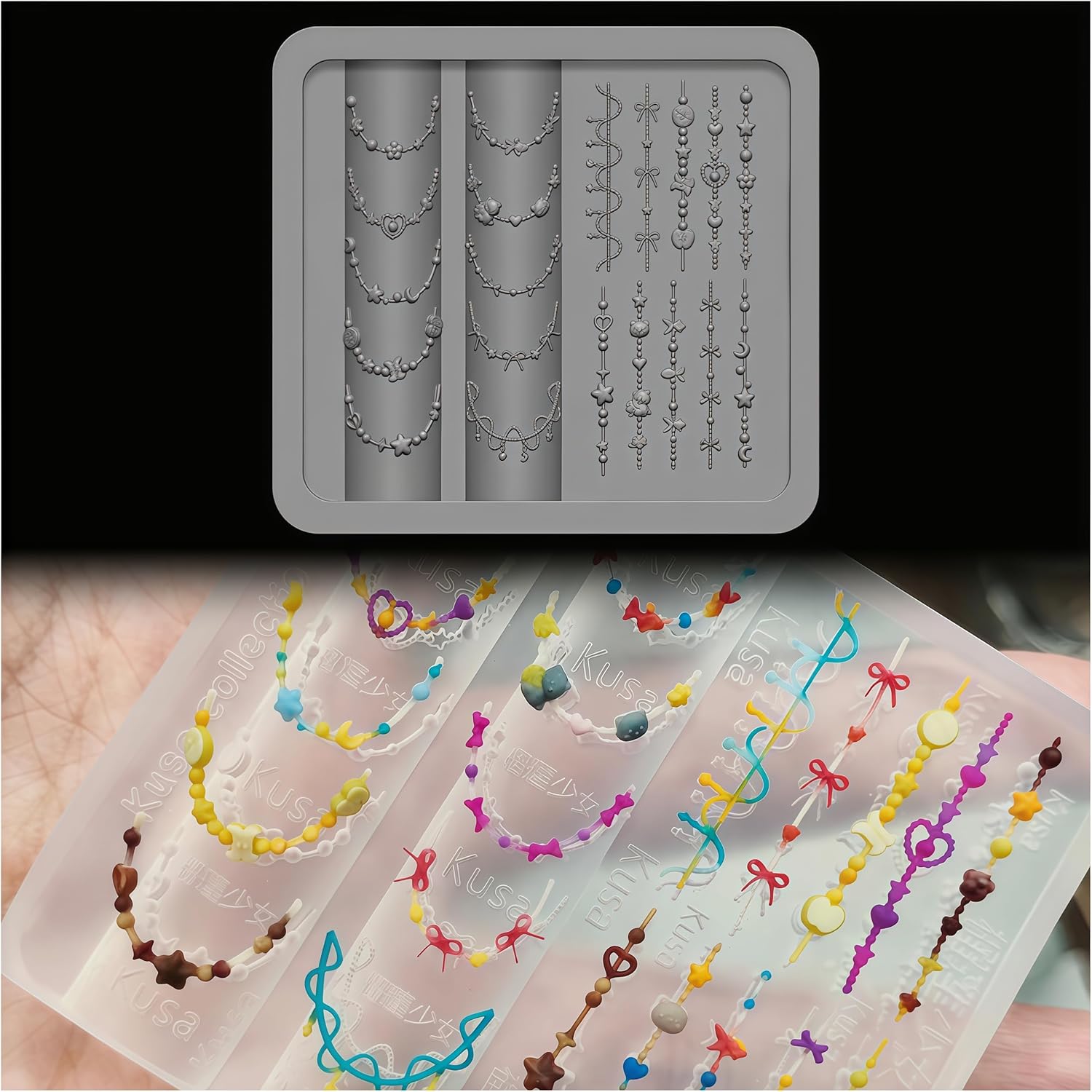 3D Bead Necklace Gel Nail Art  - Resin Art Necklace ulasan dan harga