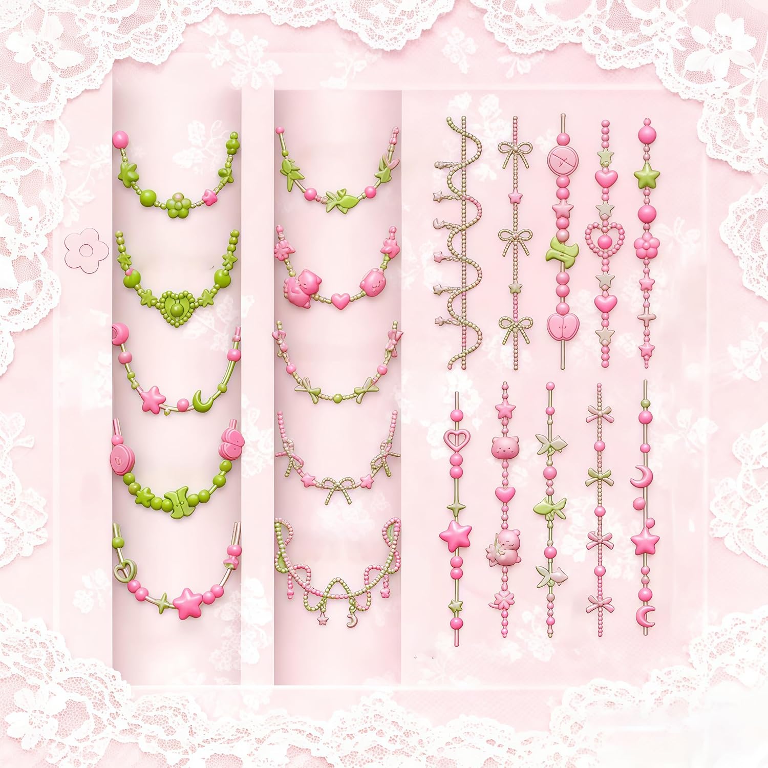 3D Bead Necklace Gel Nail Art  - Resin Art Necklace ulasan dan harga