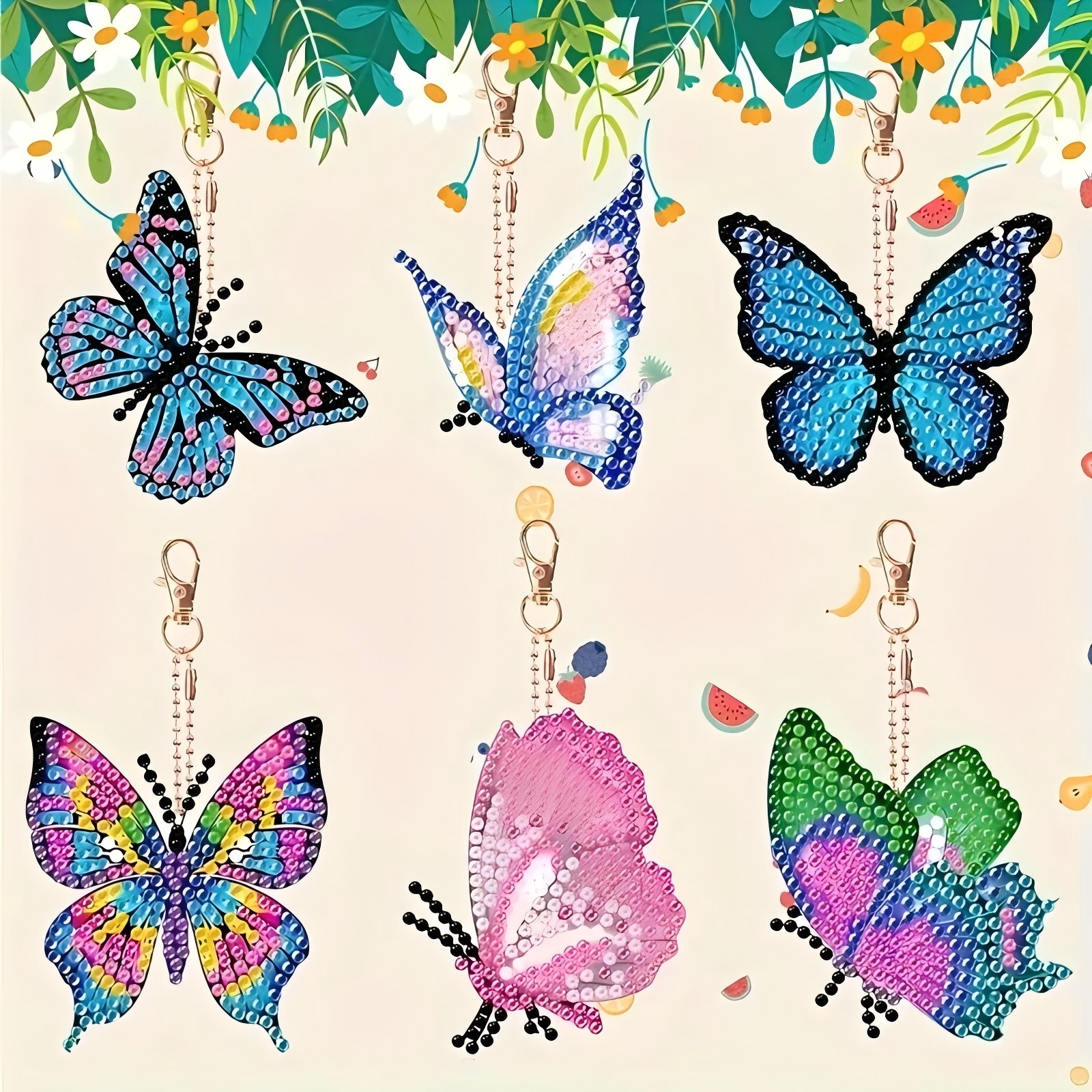 6 Butterfly Diamond Drawing Ke - Resin Art A Keychain ulasan dan harga