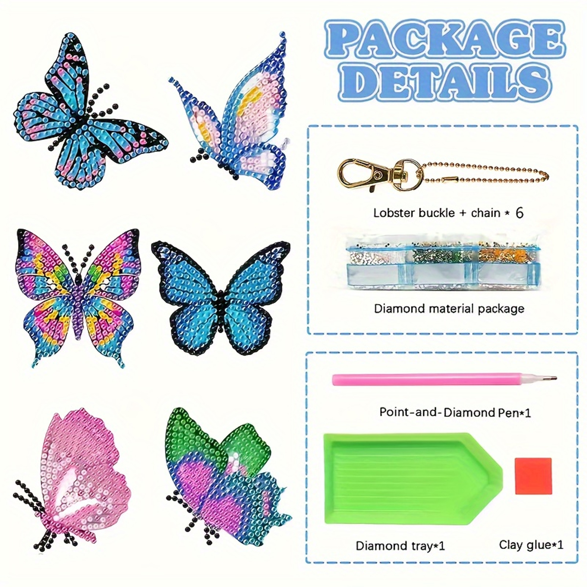 6 Butterfly Diamond Drawing Ke - Resin Art A Keychain ulasan dan harga