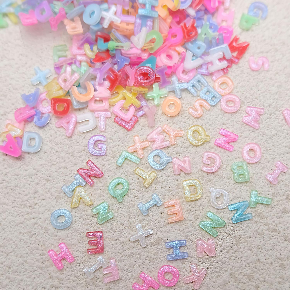 100pcs Mix Letter Nail Art Cha - Resin Art Name ulasan dan harga