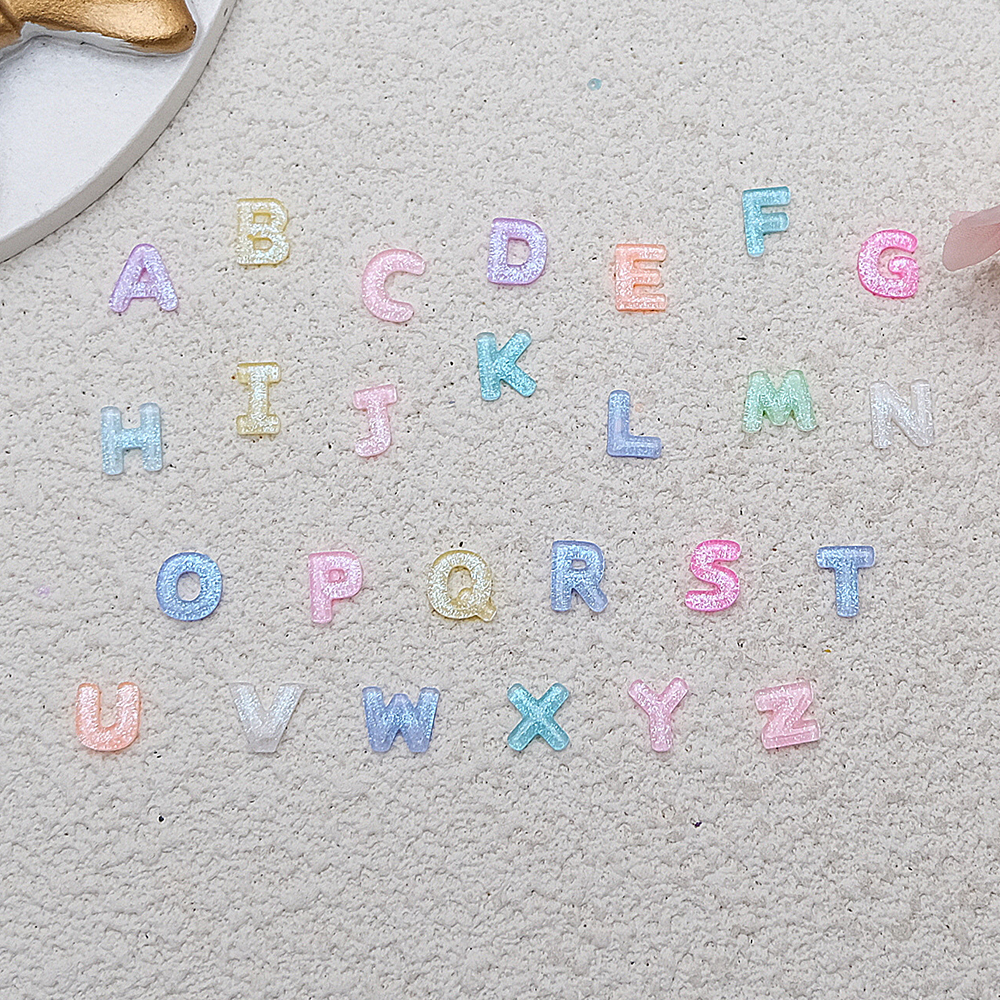 100pcs Mix Letter Nail Art Cha - Resin Art Name ulasan dan harga