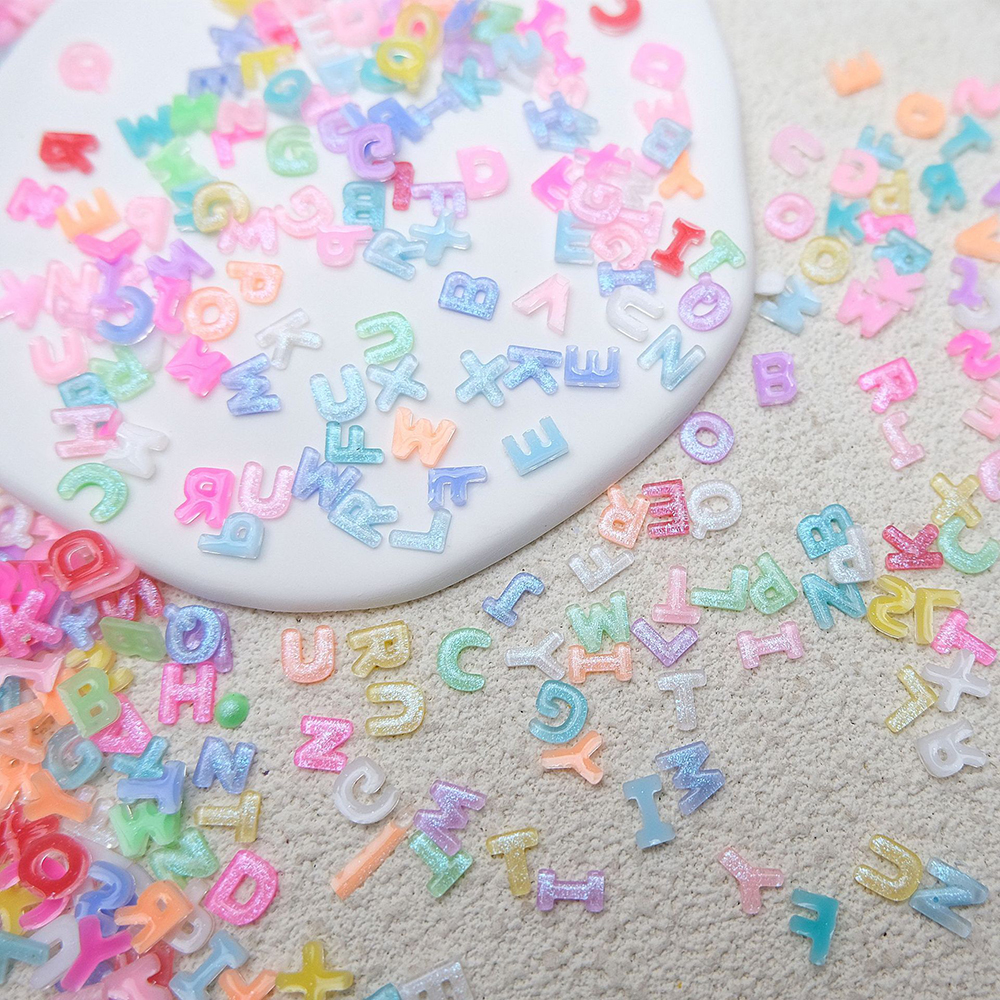 100pcs Mix Letter Nail Art Cha - Resin Art Name ulasan dan harga