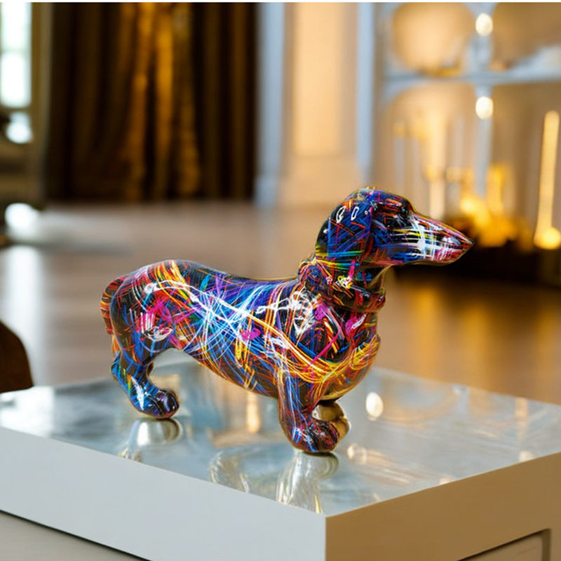 Graffiti Dachshund Figurine Co - Resin Art Table ulasan dan harga