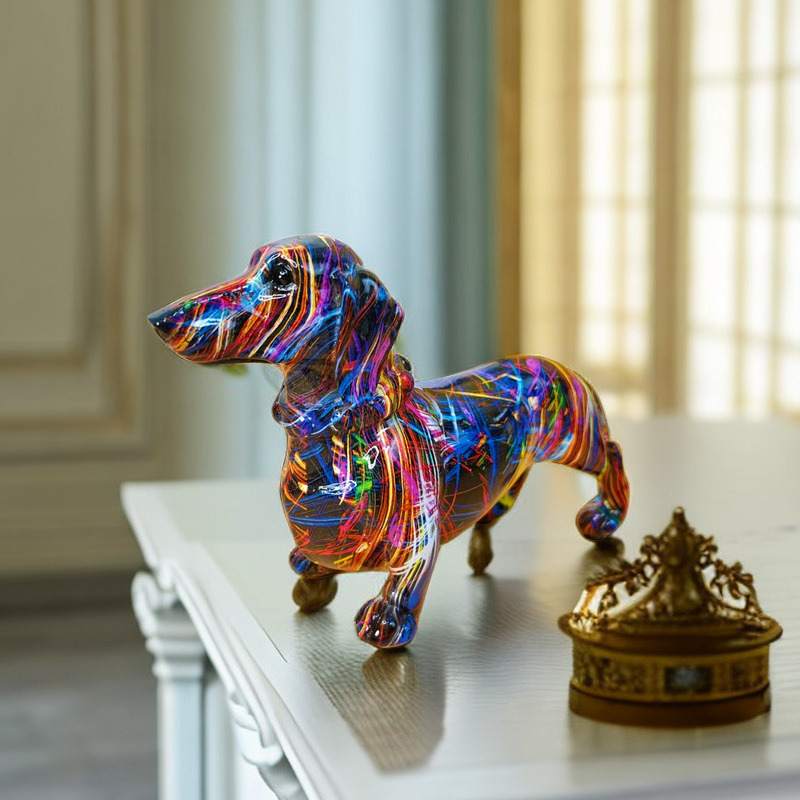 Graffiti Dachshund Figurine Co - Resin Art Table ulasan dan harga