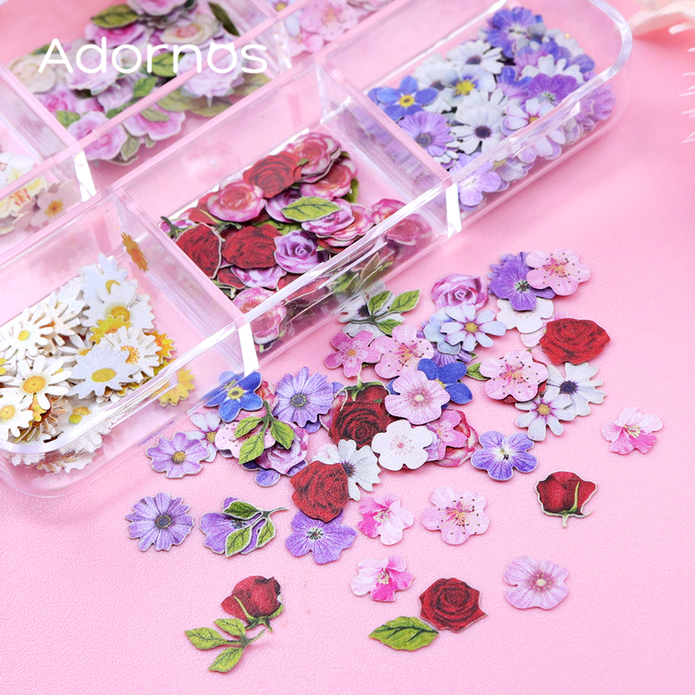 6 Grids Flowers Wood Pulp Chip - Resin Art For Rose ulasan dan harga