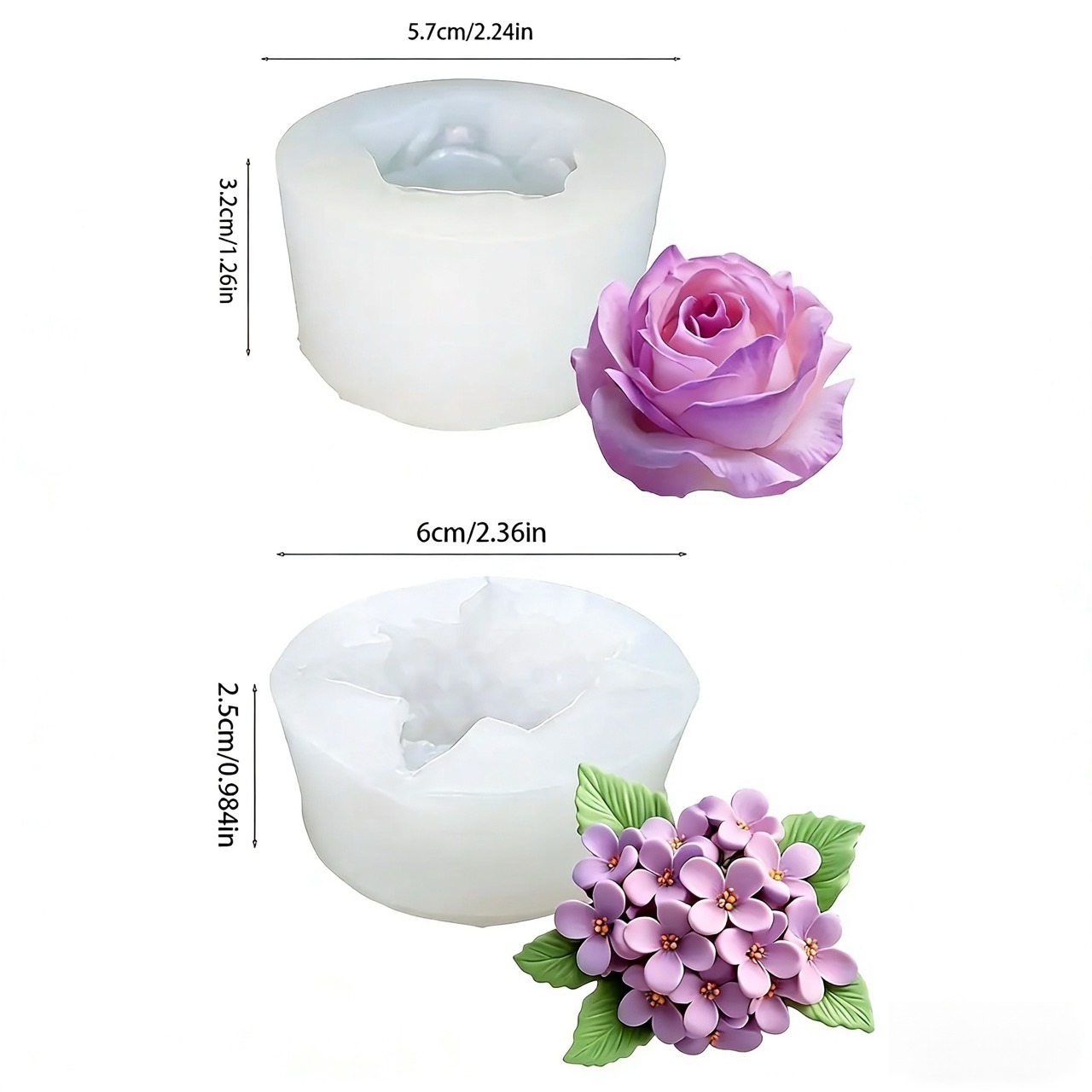 2-Piece 3D Rose and Lilac Sili - Resin Art For Rose ulasan dan harga