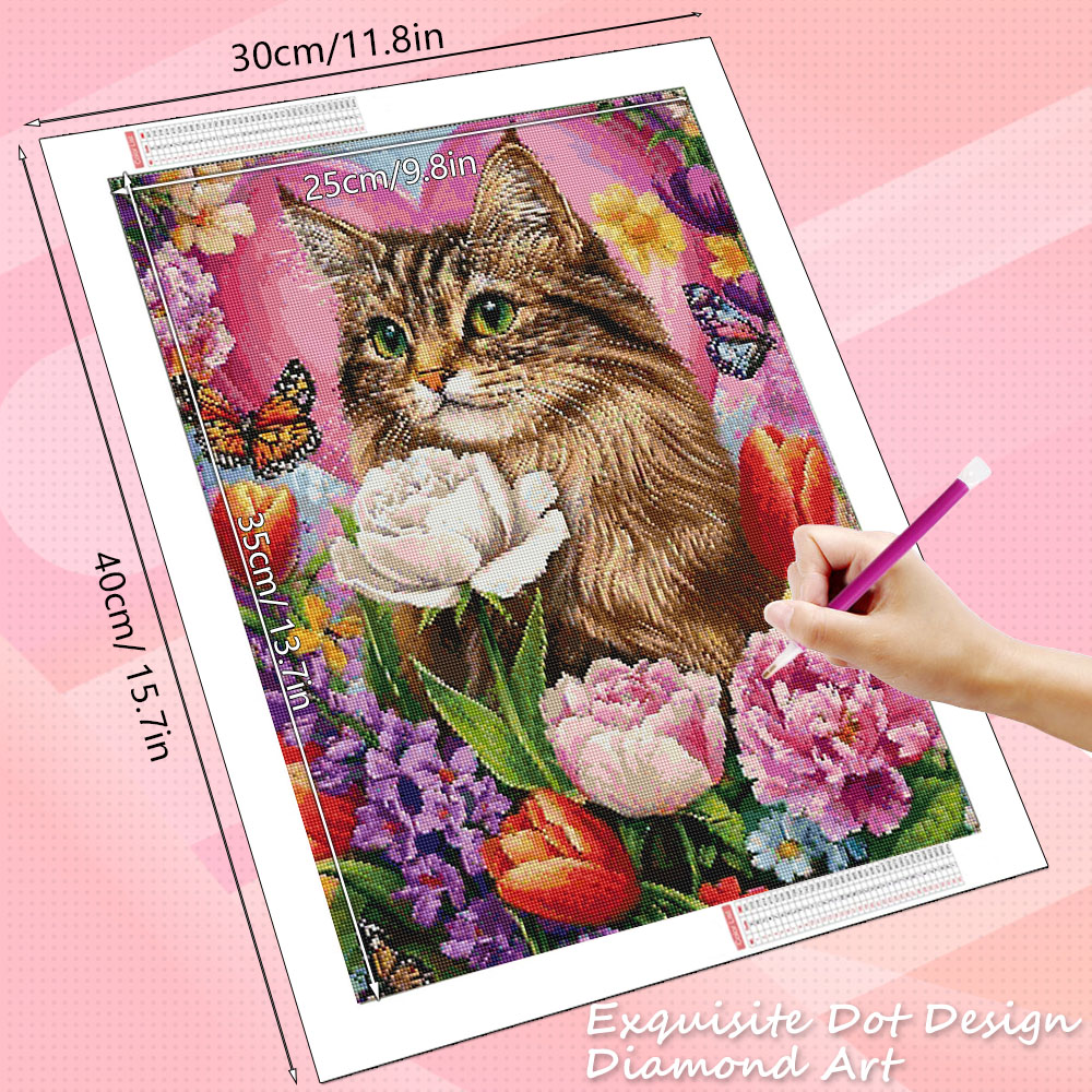 HUACAN Diamond Embroidery Cat  - Resin Art For Rose ulasan dan harga