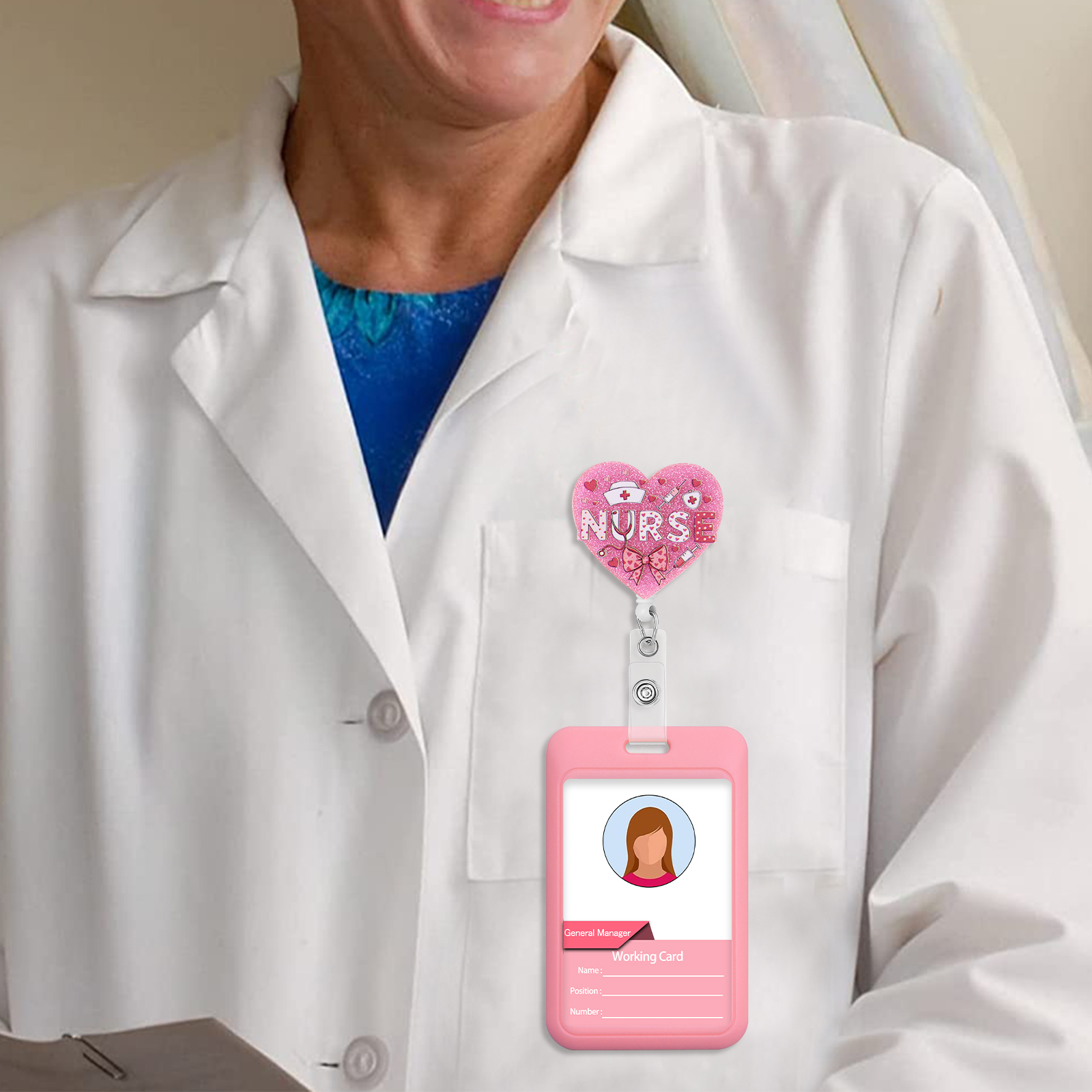 Pink Love Retractable Badge Re - Resin Art Name ulasan dan harga